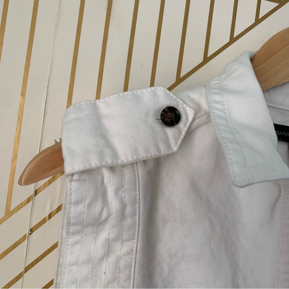 Banana Republic Utility cotton linen blend Mini White Denim button up Dress XXS - Picture 5 of 11